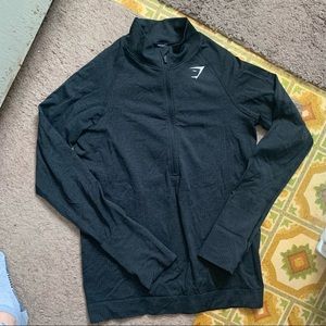 Gymshark ‘Vital’ Seamless 1/2 Zip Pullover (M) - black